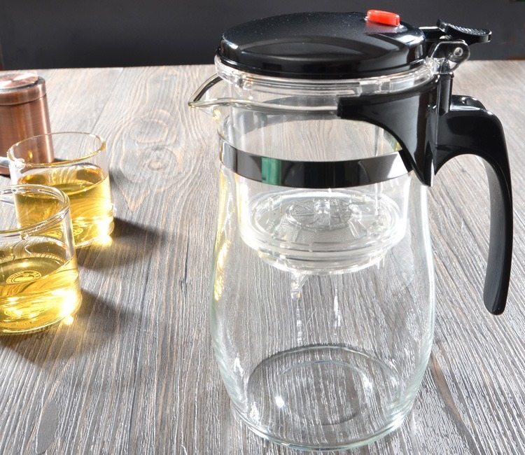 按压式茶壶分离式漂逸杯飘逸杯泡茶分离玻璃办公用透明耐热简约 重压