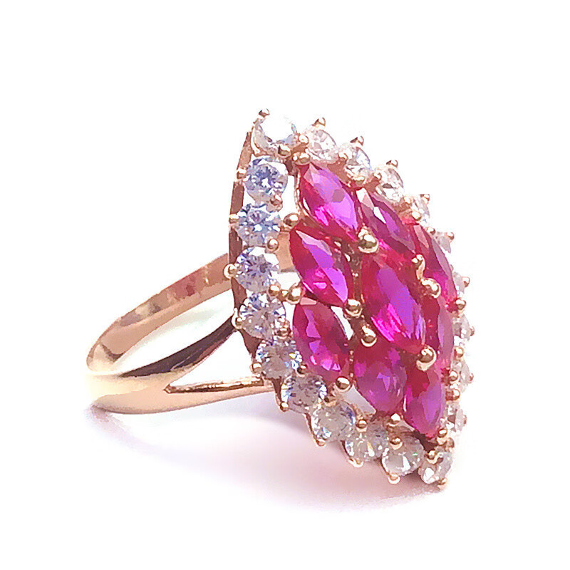 钧弘 俄罗斯585紫金宝石戒指14k玫瑰金彩金新款豪华宝石戒指情人节