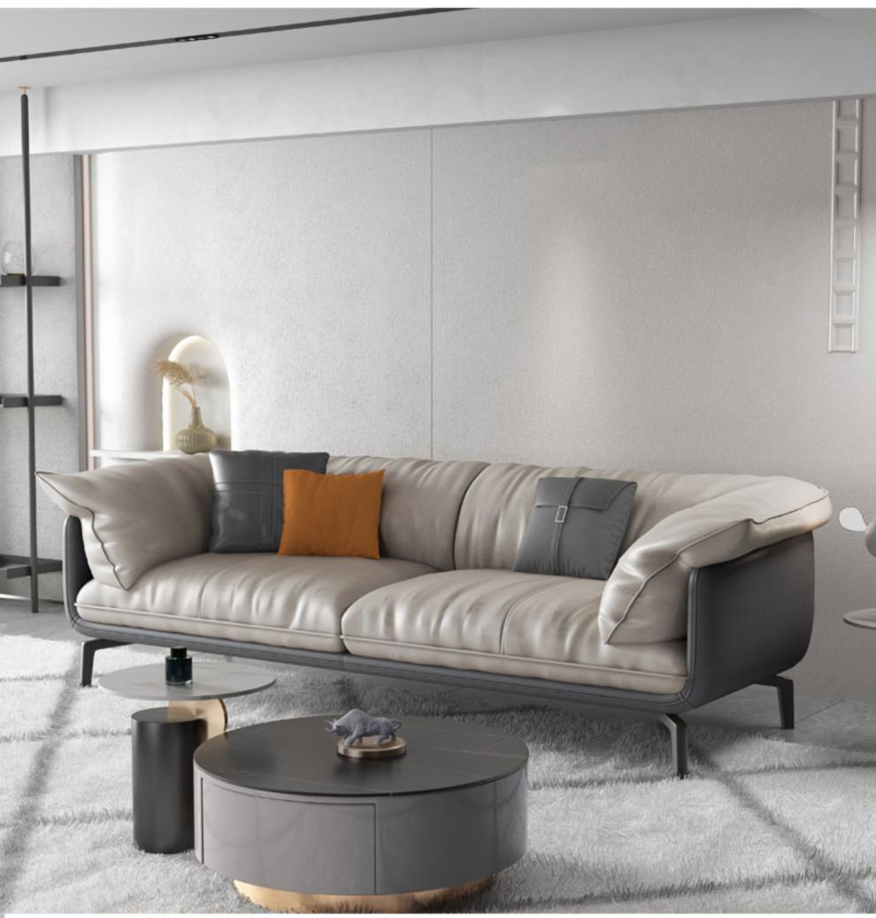 意式科技布艺沙发简约现代极简客厅小户型北欧沙发组合轻奢岩板茶几