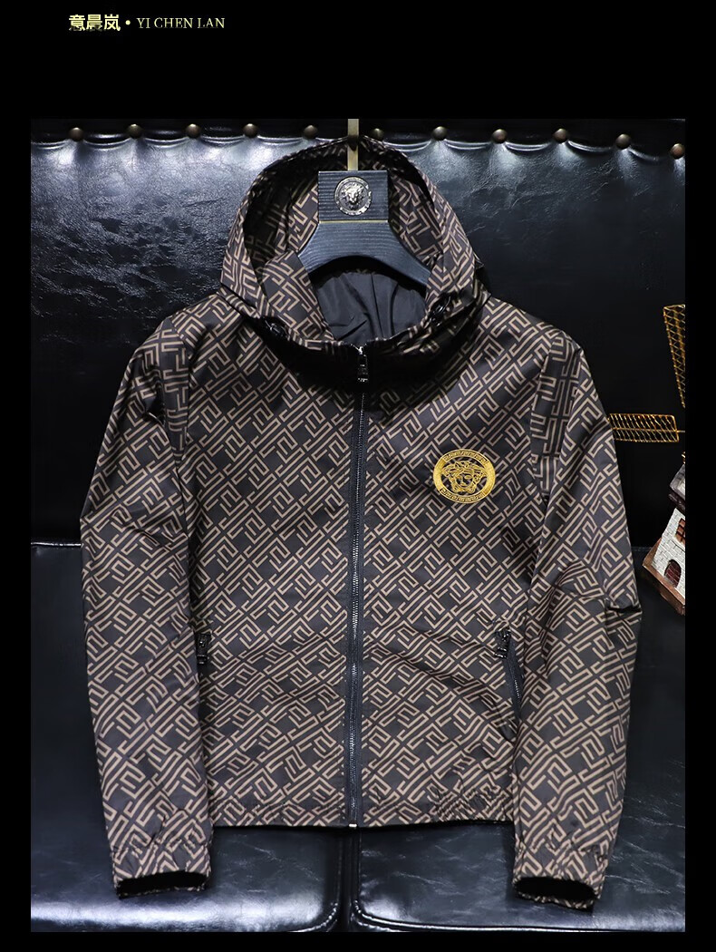 瓦萨琪欧洲站潮流连帽夹克男2022年秋季男女同款刺绣休闲男装时尚外套