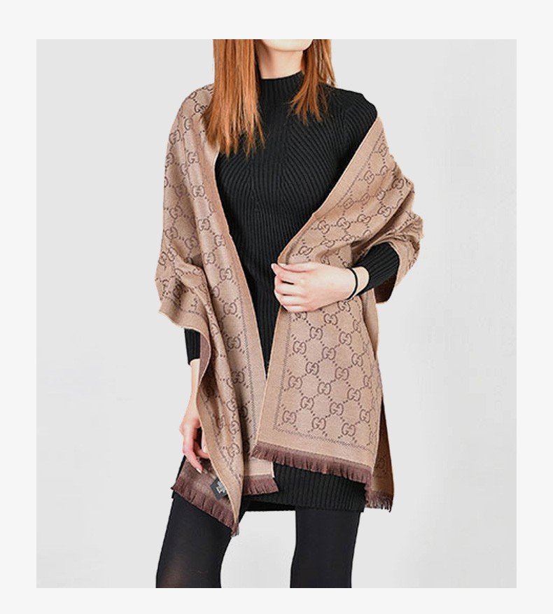 流苏边针织羊毛围巾 米色拼色 133483 3g200 1763【图片 价格 品牌