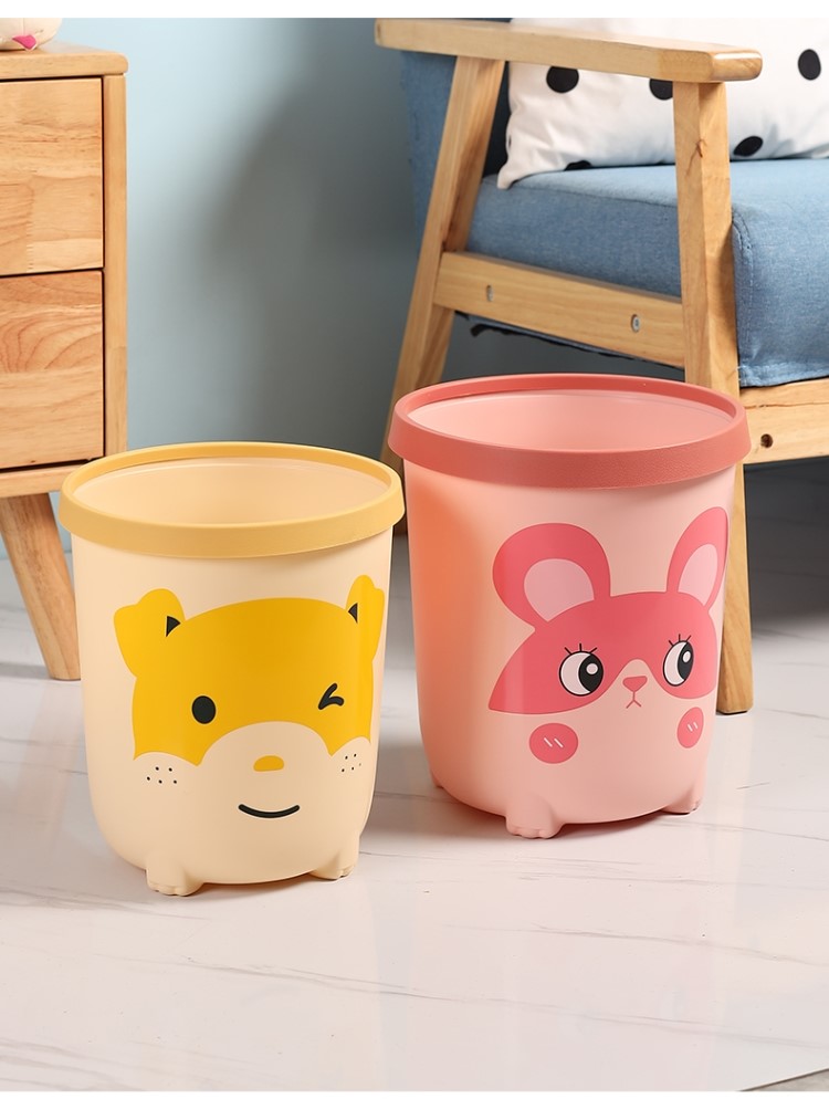 垃圾桶压圈式用垃圾袋儿童房间垃圾桶卡通款卧室家用可爱型粉色压圈式