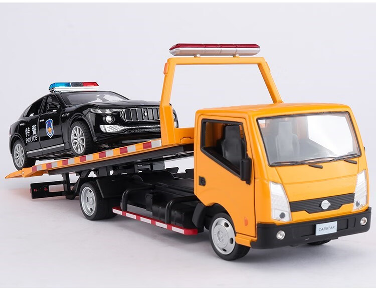 仿真合金工程车模型道路救援清障拖车回力声光玩具汽车运输大卡车 d款