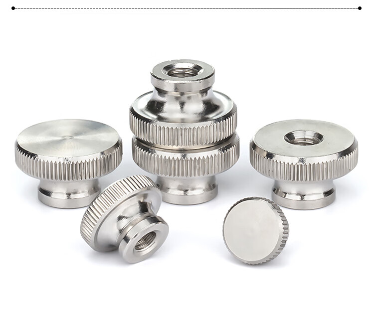 不锈钢高头手拧螺母大平头滚花台阶手扭螺丝帽盲孔通孔m3m4m5m6m8 m3