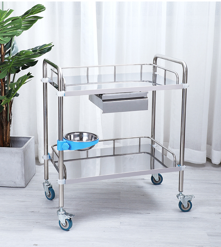 医用不锈钢治疗车送药手术护士手推车多功能美容仪器械工具车组装无