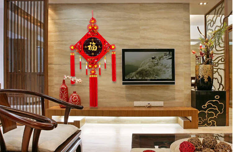 中国结 春节装饰挂件喜庆桃木大号福字客厅挂饰家居壁挂装饰乔迁新居j