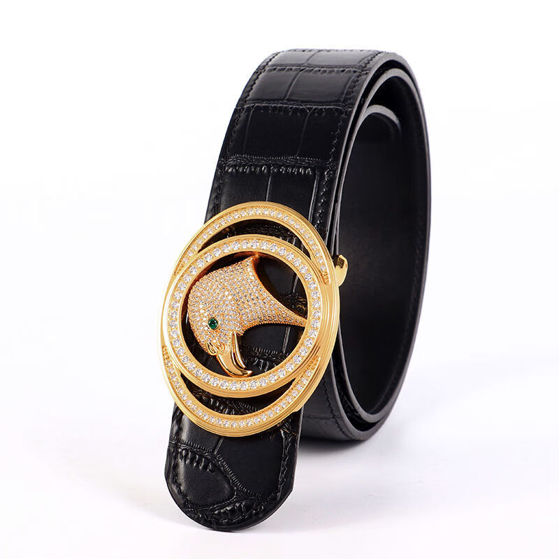 helens 史蒂芬皮带男士鹰头不锈钢镶钻平滑扣商务百搭休闲腰带青年裤