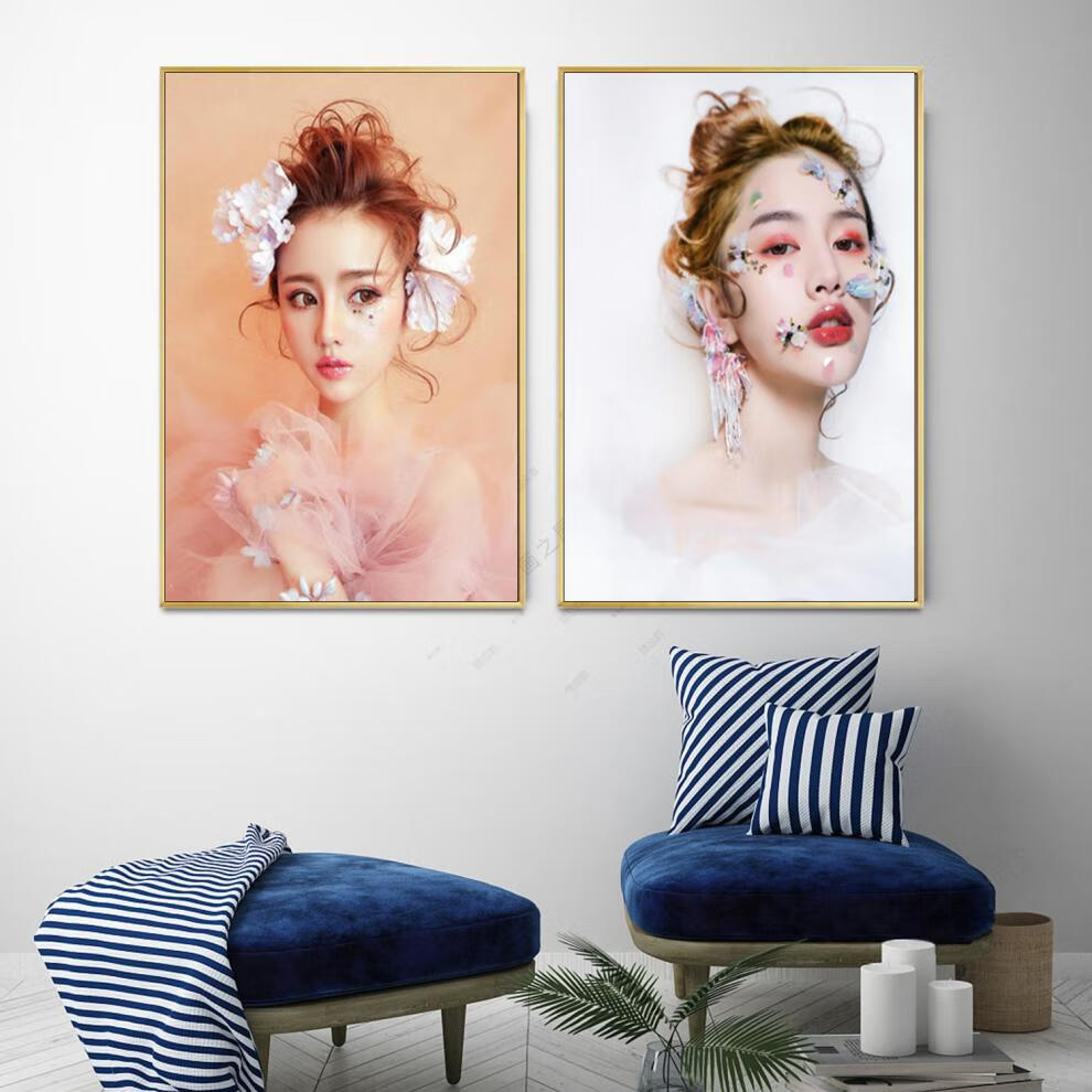 【新品】新款眉眼唇挂画美甲美睫美容院装饰画半纹绣海报宣传画墙壁画