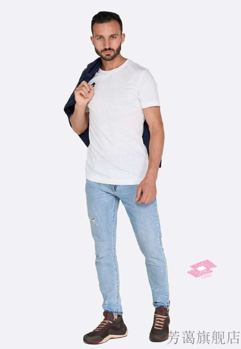 乐途t恤lotto轻薄透气男子运动半速干轻薄训练短袖t恤 60%棉快干排汗