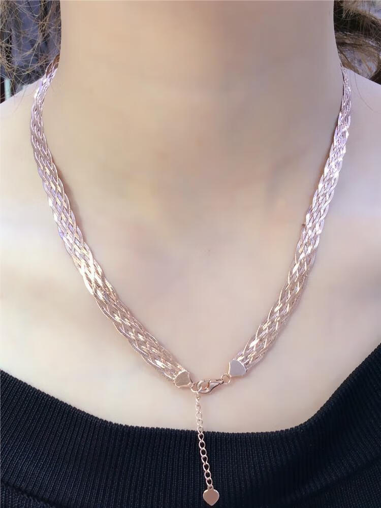 百恋歌bailange俄罗斯紫金板链项链豪华高档时尚简约大气玫瑰金套链