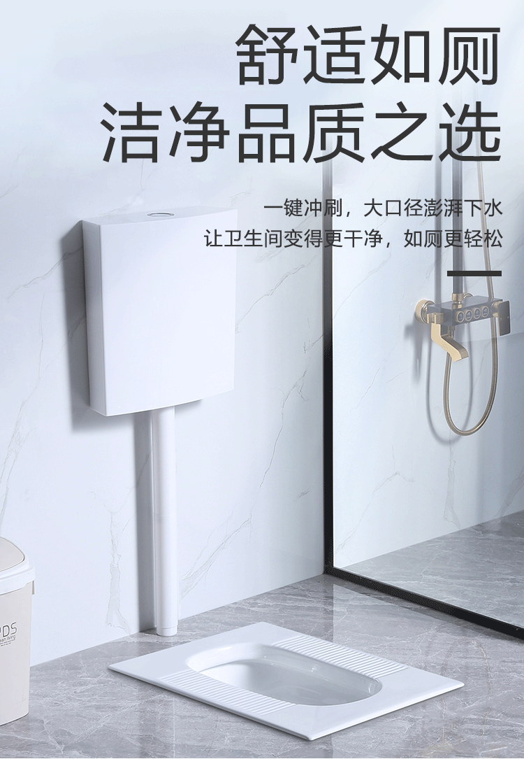 东鹏蹲便器家用蹲坑式冲水箱整套装防臭大便器工程酒店蹲厕便池 单购b