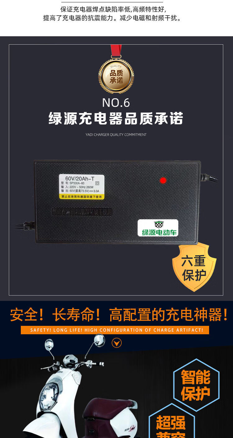 【自動斷電】電動車電瓶車充電器48v60v64v72vah專用 【智能維護型】