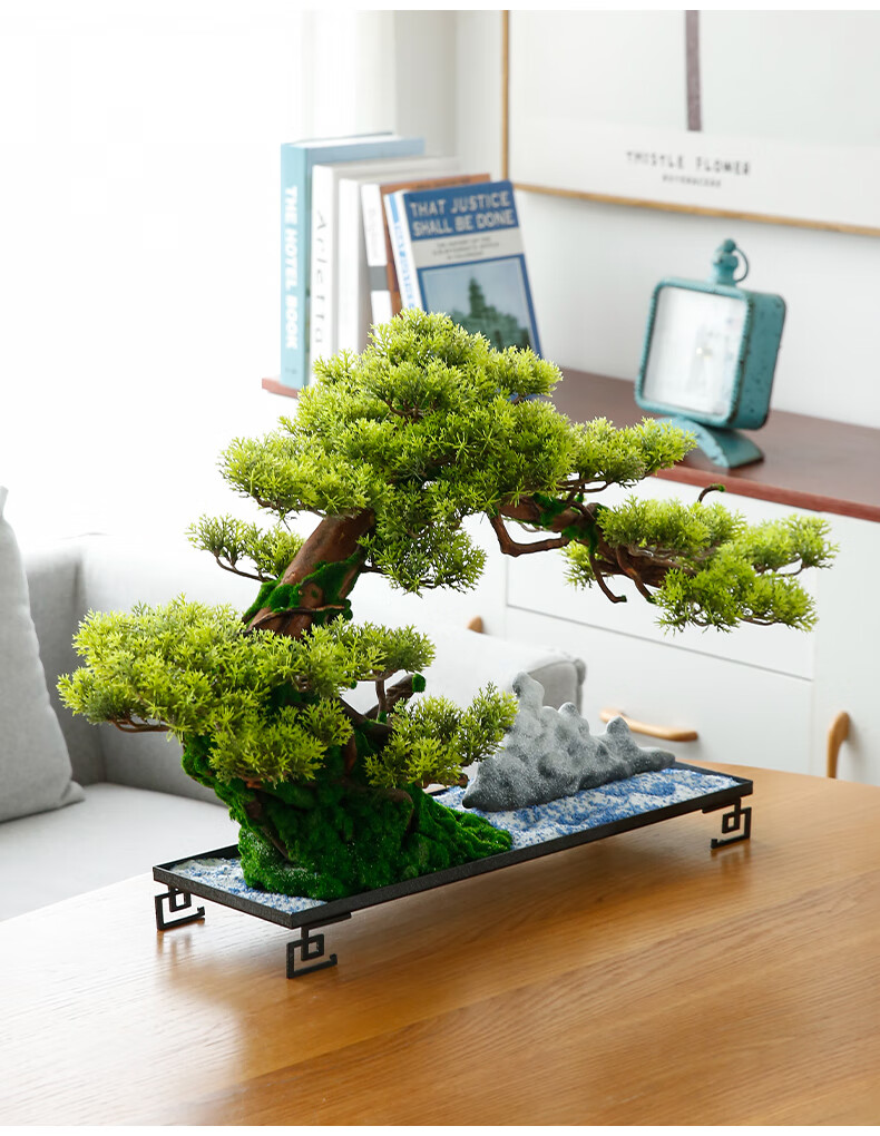 仿真迎客松客厅办公盆景摆件绿植玄关装饰酒店用品前台样版房软装仿真