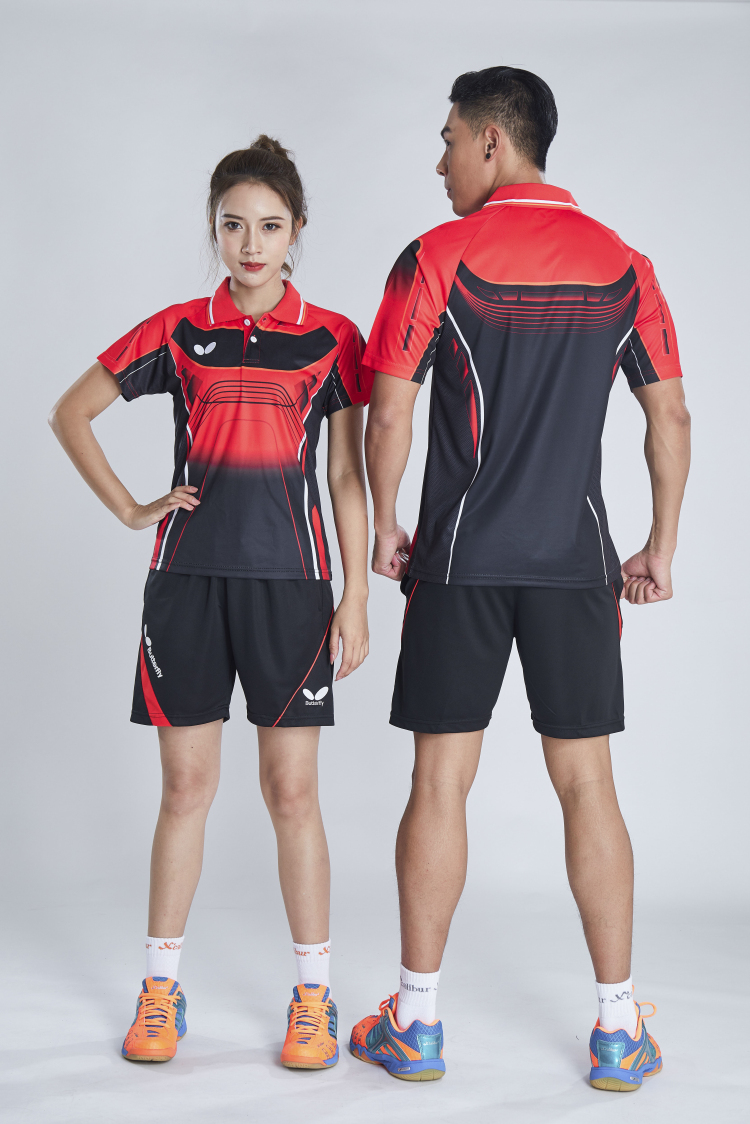 乒乓球服装男女夏短袖速干乒乓球衣套装比赛服运动服女b274红上衣