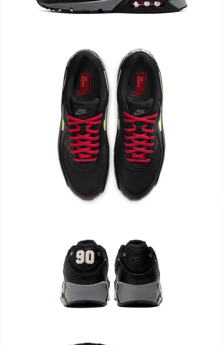 air max90气垫运动鞋联名拼接男女鞋城市限定休闲网面缓震跑步鞋 黑橙