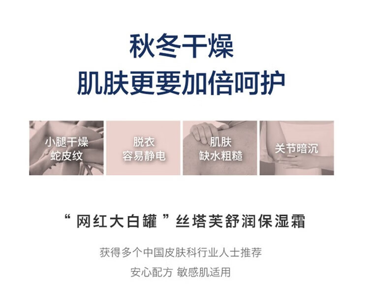 丝塔芙（Cetaphil）大白罐舒润保湿霜550g补水保湿滋润敏感肌肤男女适用进口含烟酰胺 保湿霜550g(网红大白罐)