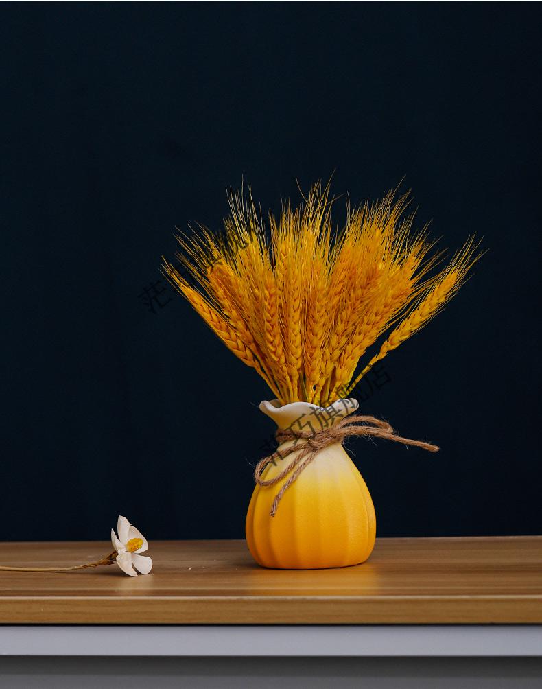 黄金麦穗带瓶陶瓷花瓶轻奢高端大气干花客厅插花黄金麦穗装饰品摆件