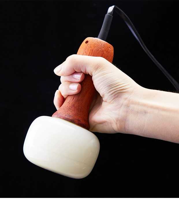 刀锤热疗仪疏通经络艾灸罐按摩器加热砭 玫红色 砭石旋钮太极球【图片