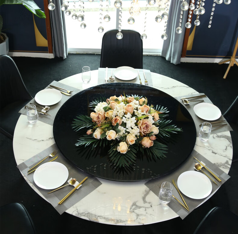 酒店餐桌圆桌转盘装饰摆件中间摆件饭店餐桌花餐厅包厢圆桌转盘摆放