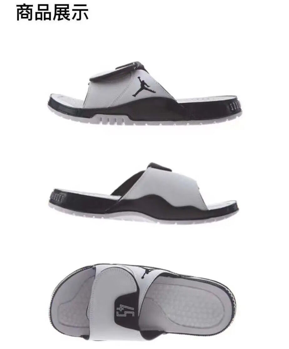 男女乔aj11代魔术贴运动休闲防滑沙滩学生运动户外凉拖鞋 黑白 康扣