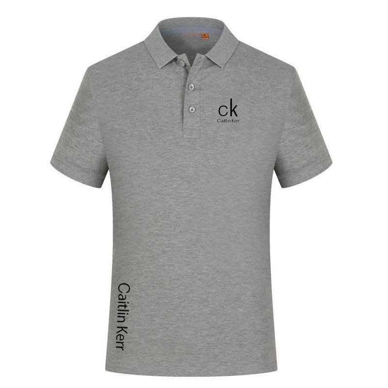 ck2022翻领男士短袖t恤夏季polo男印花半袖休闲男上衣 黑色ck xl
