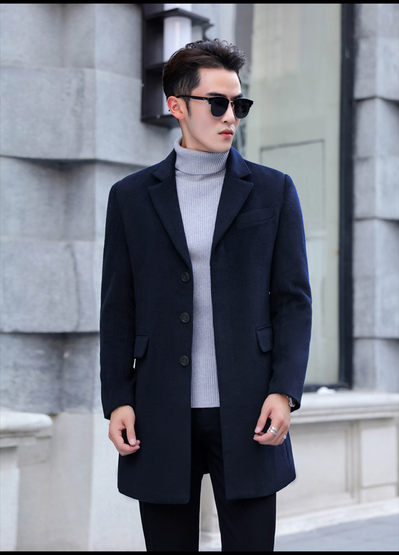 秋冬季商务羊毛呢大衣男呢子中长款青年休闲尼风衣加厚妮外套2020
