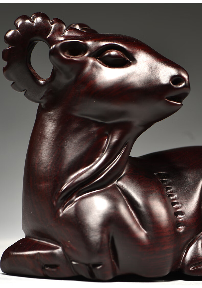 亿萨黑檀木雕羊摆件木制十二生肖木羊工艺品家居客厅属羊装饰生日礼