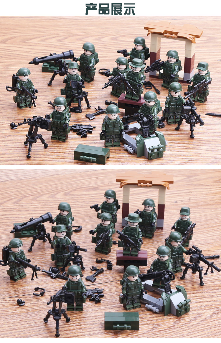 兼容武装特种兵解放步兵海军陆战队空降兵全套小人仔拼装玩具 tbs83