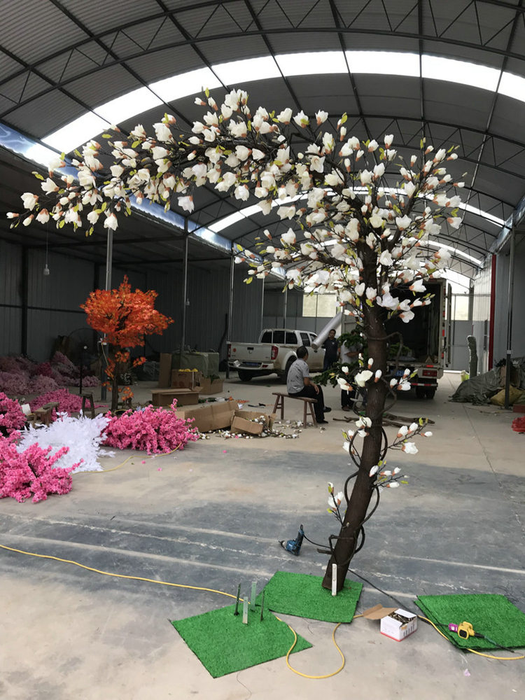 细细木语新年饰品假花假树仿真玉兰花树植物大型落地仿真花橱窗装饰