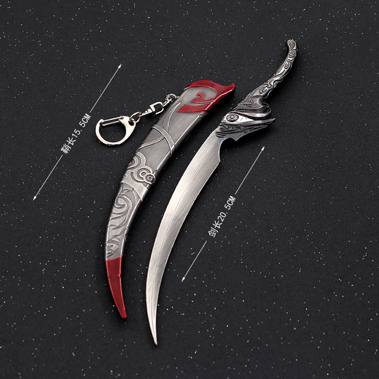 天官赐福周边谢怜芳心剑花城厄命弯刀合金模型刀剑玩具 10cm_花城血伞