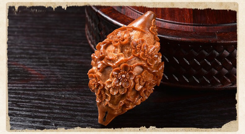 橄榄核单籽 喜上眉梢 巴西大核橄榄核雕单籽手把件 3.6*6.