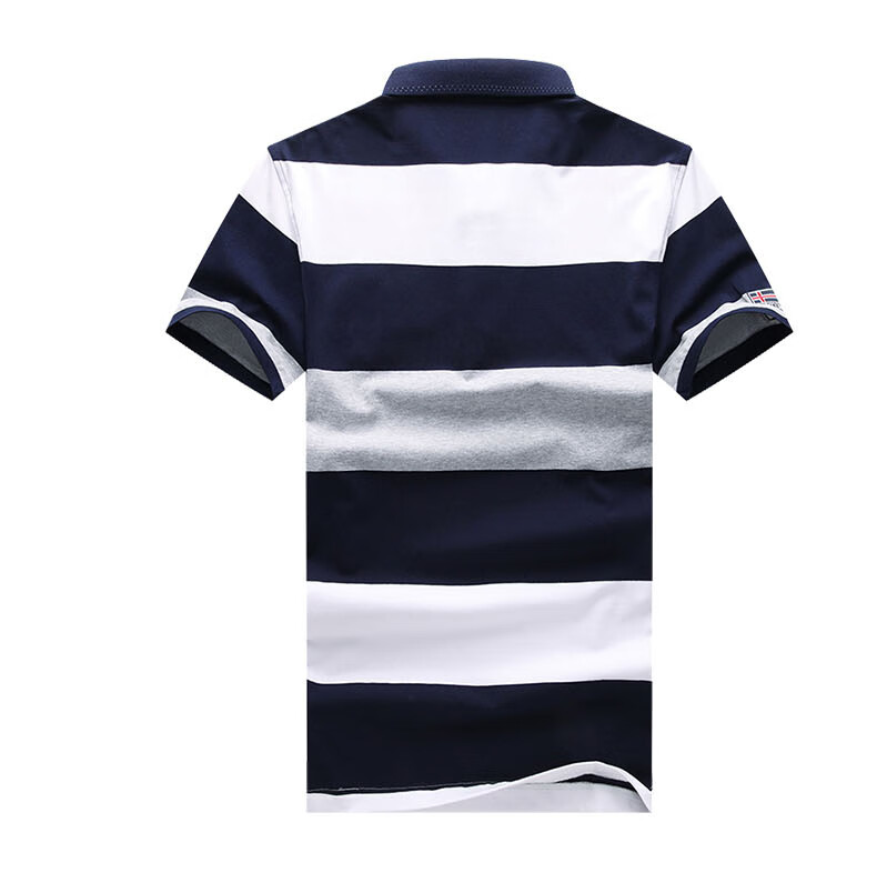意大利古老鲨鱼肯迪鲨鱼夏季男短袖t恤男翻领半袖条纹上衣大码丝光棉