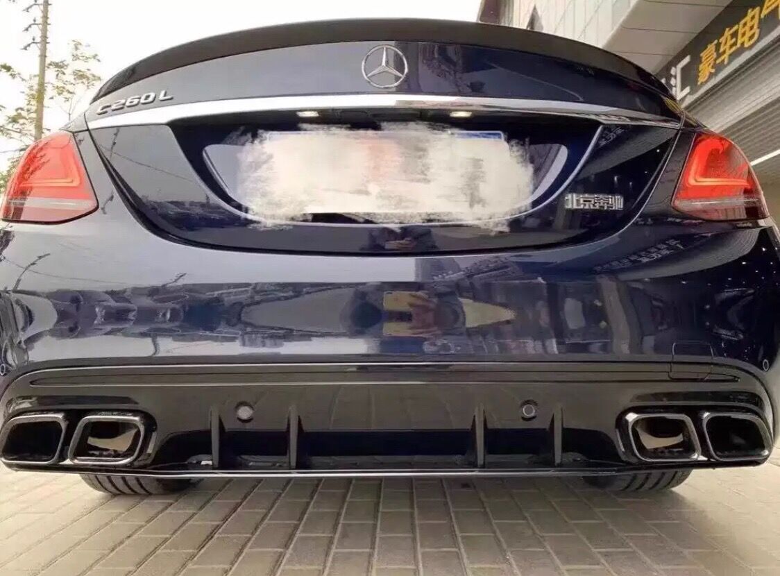 奔驰新c级c260lc200l四出尾喉新e级e300l改装e63amg尾喉后唇包围 15