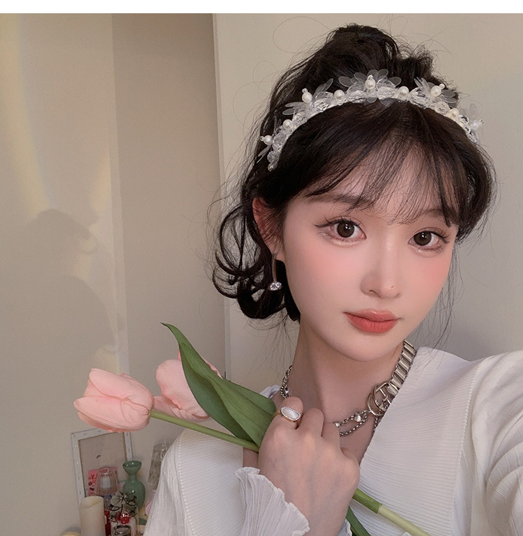 蜜荷鞠婧祎同款发箍女精致水晶花朵发卡头饰网红超仙感头箍发饰品生日