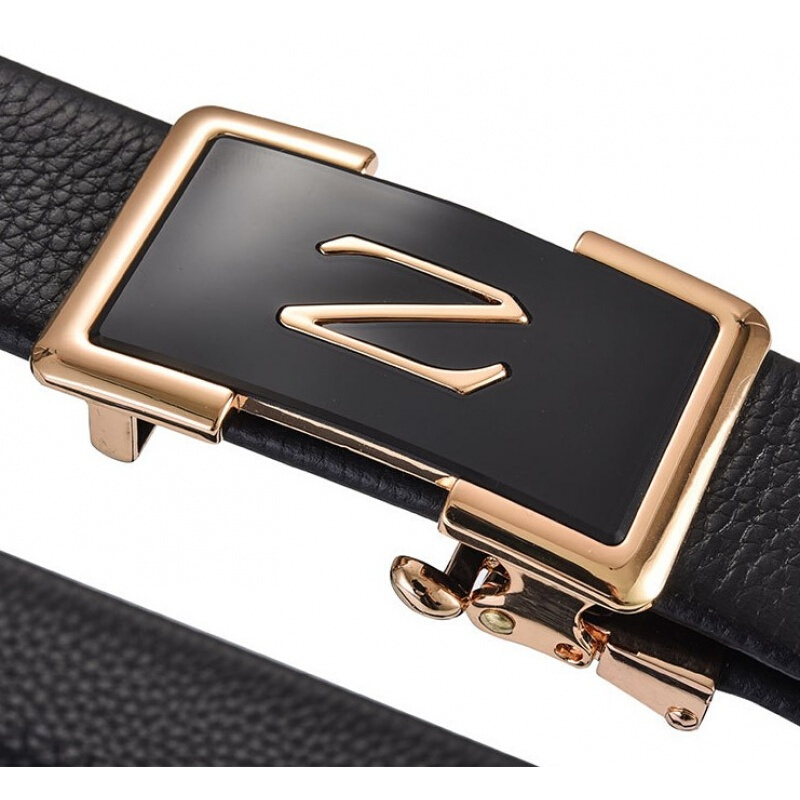 胖子大码胖子自动扣肥佬p纯男士腰带皮带男加长150cm商务正装 一号金z