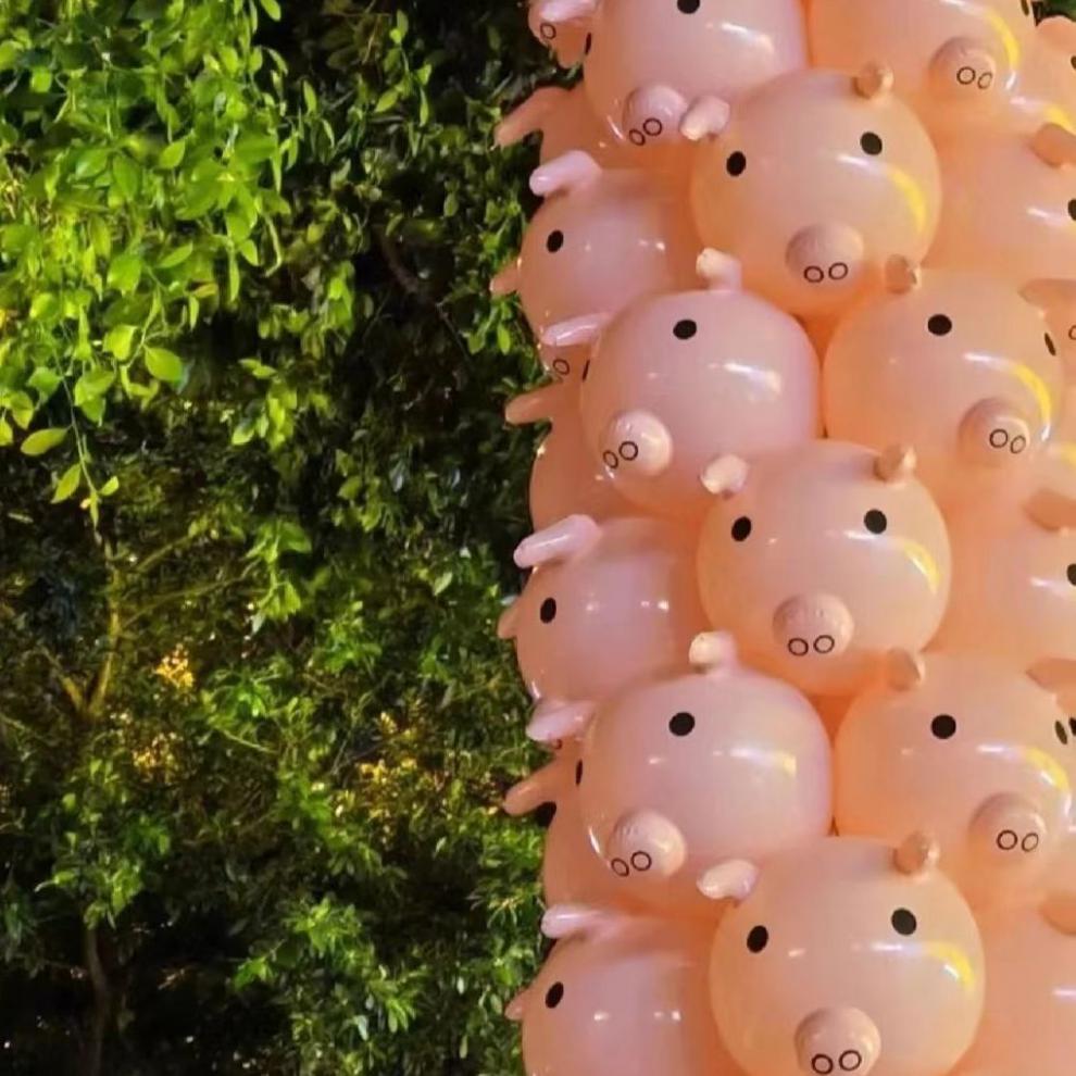景秀江山 猪猪气球 小红书同款飞天小猪气球猪头棒猪猪气球肉色充气猪