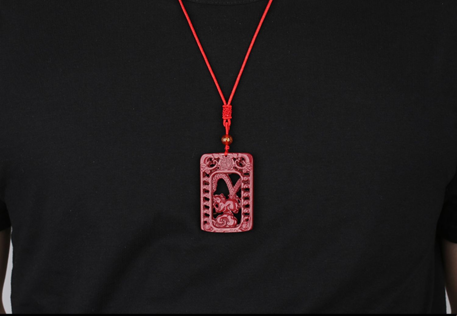 生肖属牛本命年吉祥物灵鼠赐瑞吊坠双面精雕保真朱砂男女款项链坠