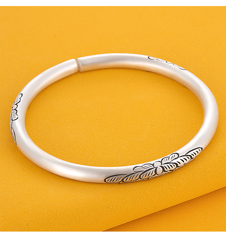 【七夕情人节礼物】老凤祥款式手镯女s9999纯银传承古法纯手工简约