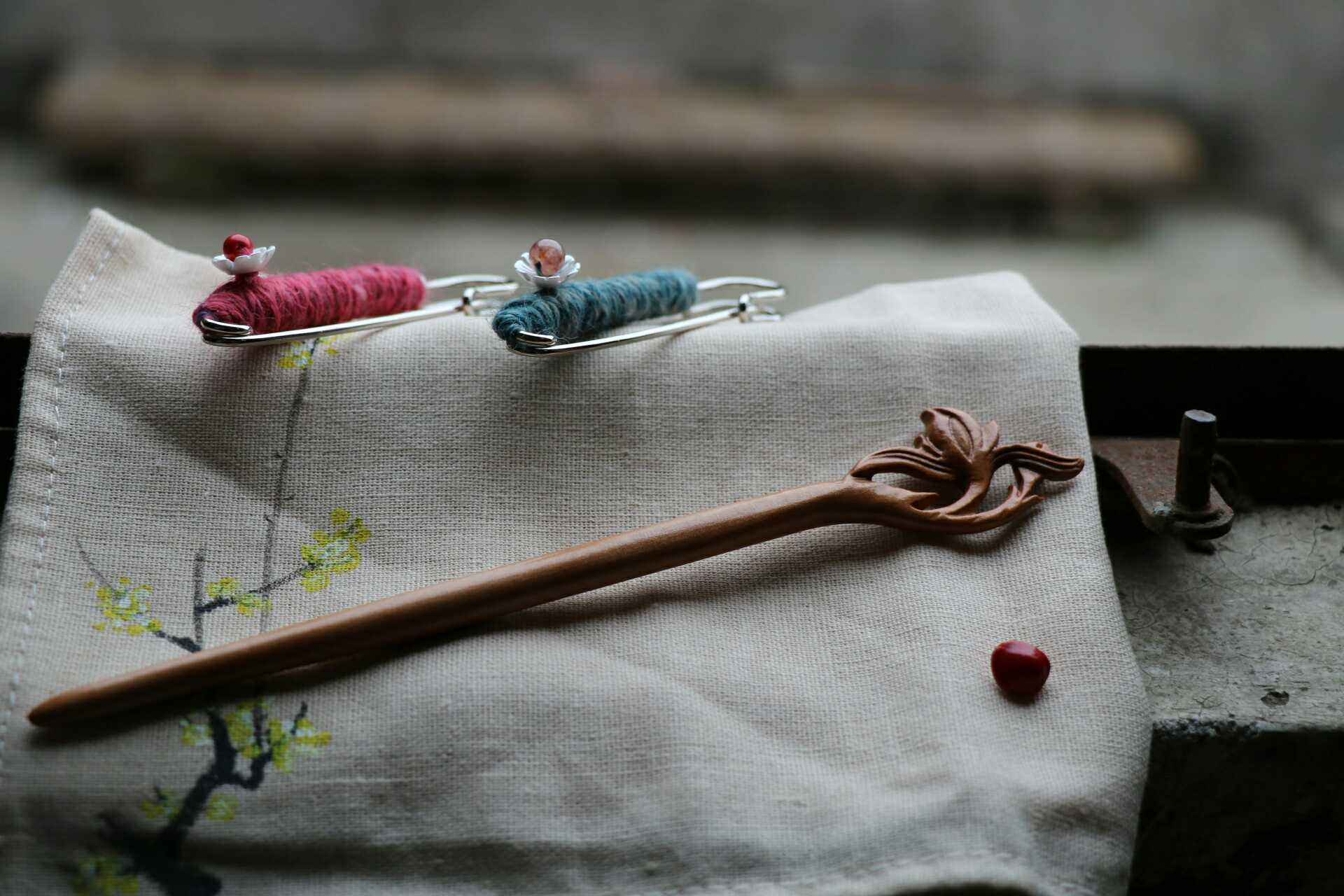 liwo桃木簪子手工雕刻梅花桃花发簪古风汉服简约盘发发钗送女友礼物