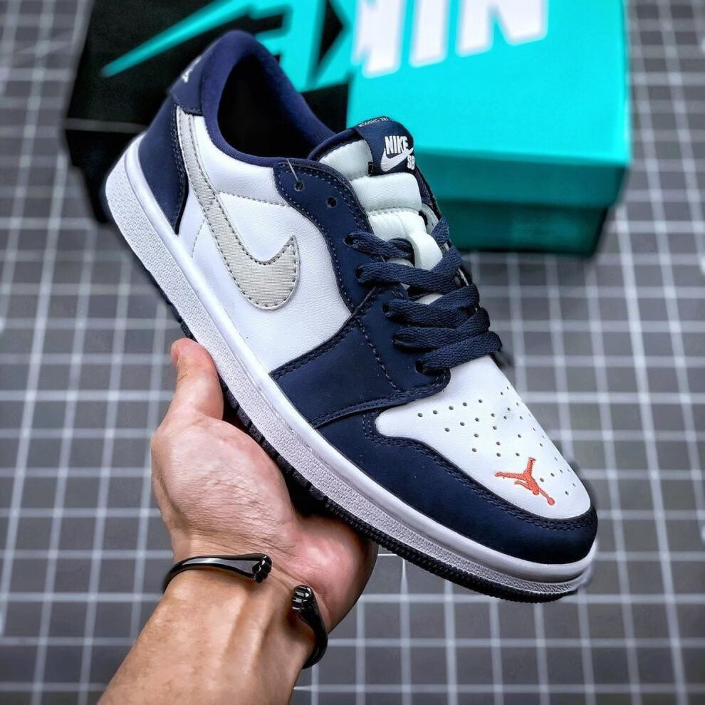 aj男女鞋旗舰官官方新同款女鞋低帮鞋日系男鞋学生 aj低帮蓝白午夜 偏