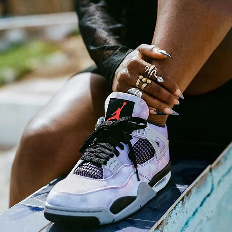 nike耐克潮 () air jordan aj4 男鞋摩卡黑棕刺子绣休闲运动篮球鞋 深