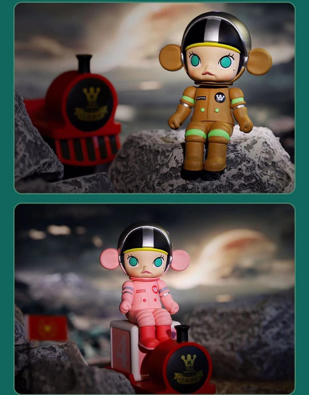 盲盒molly泡泡玛特茉莉小火车系列公主手办公仔 娃娃可爱汽车摆件 红