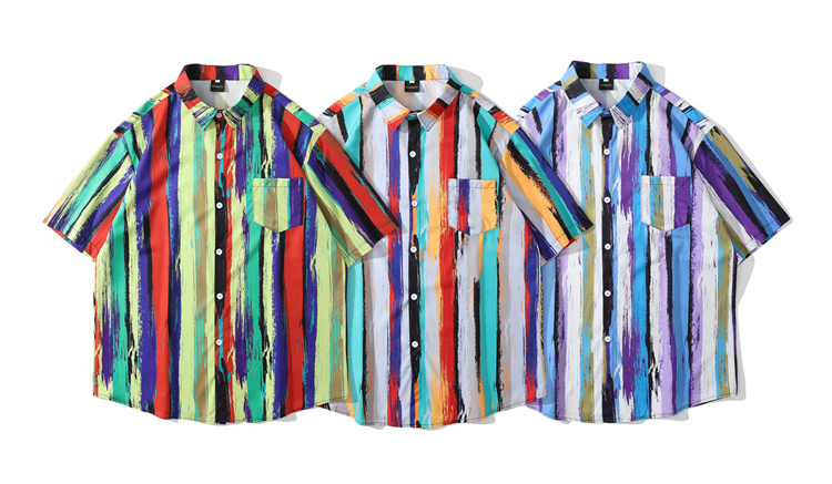 鸢夫人彩虹条纹衬衫款式1m