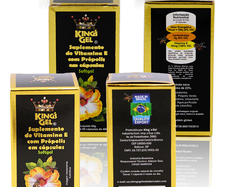 巴西绿蜂胶代购kingsgel皇冠绿蜂胶软胶囊95粒进口整盒六瓶装 整盒六