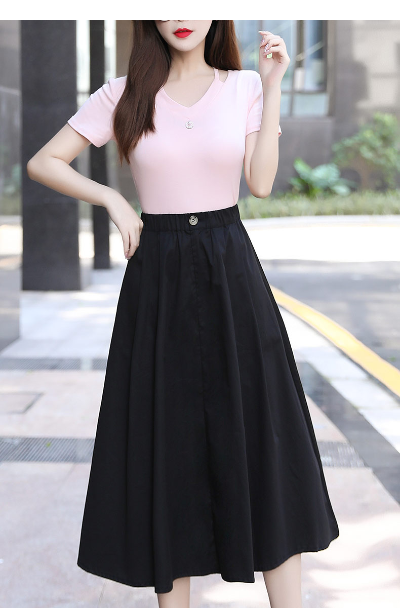 65皮尔卡丹轻奢女装692022新款今年流行裙子女夏半裙中长款白色