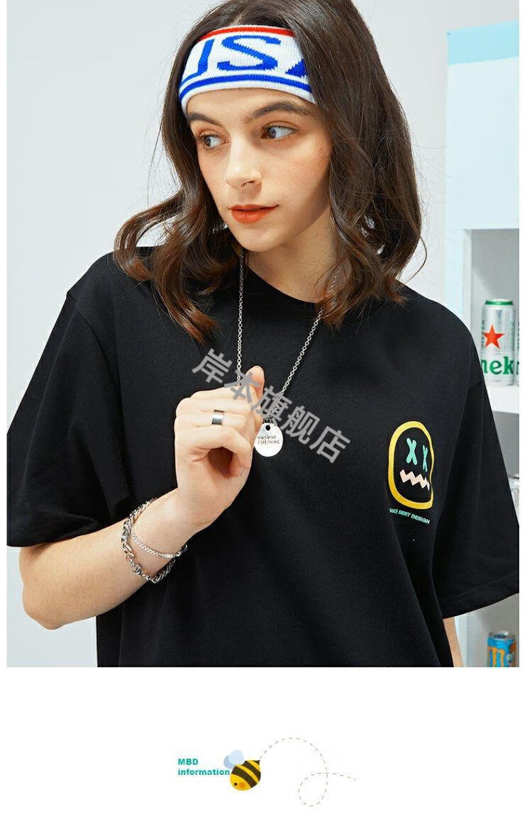 mbd店mbd小恶魔笑脸蜜蜂涂鸦短袖.