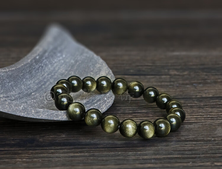 【新品】 金曜石水晶手链男女情侣黑曜石手链礼品转运 4a级10mm