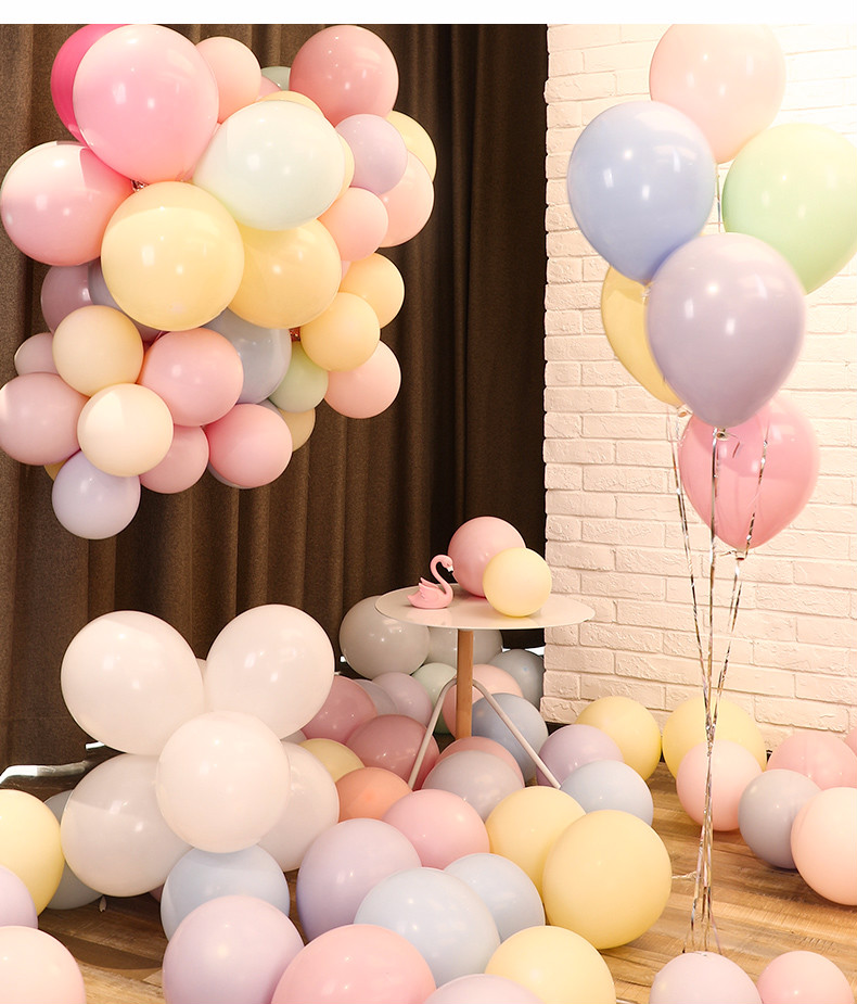 过生日房间布置氛围 网红马卡龙色气球创意婚礼结婚房间儿童生日派对
