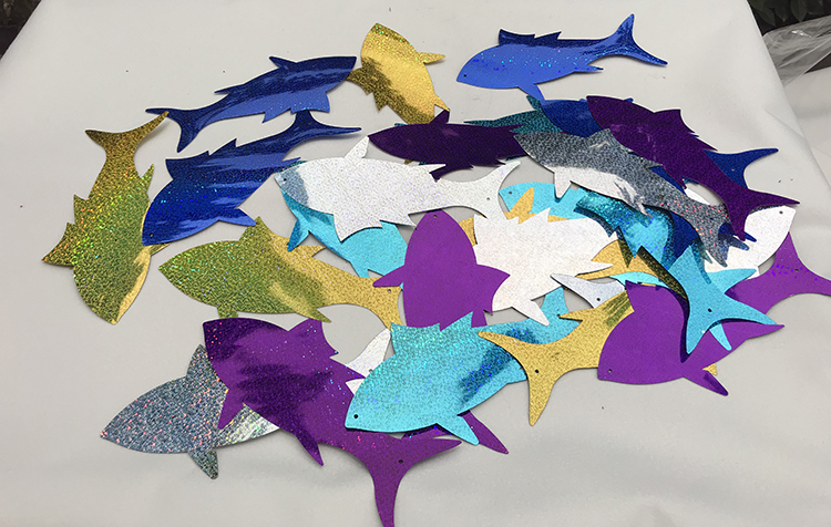 夏季美陈氛围布置创意镭射亮片鱼海洋主题装饰商场橱窗道具鱼吊饰