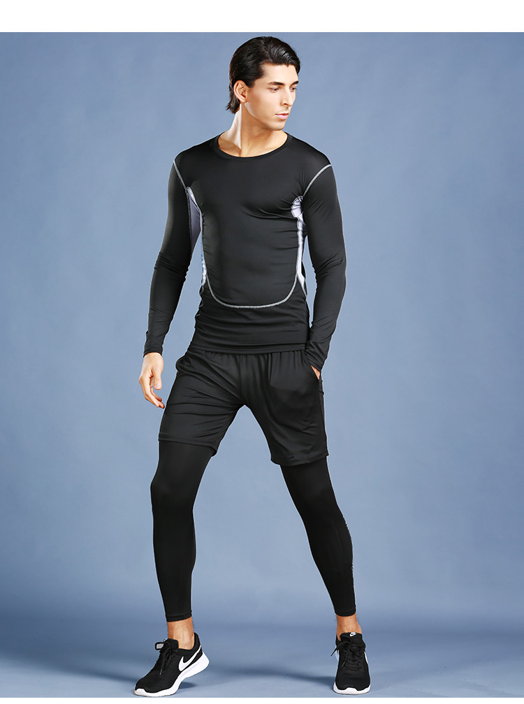 紧身衣男健身服高弹跑步运动服速干衣篮球打底裤体育生训练服套装